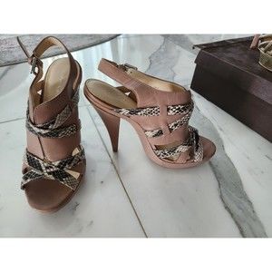 Calvin Klein Leather Platform Sandals Nude Brand New 7.5M